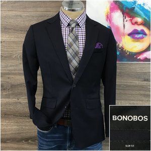 Mens Bonobos Blazer Sport Coats Sports Jacket Two Button Wool 38R Blue Suit Coat